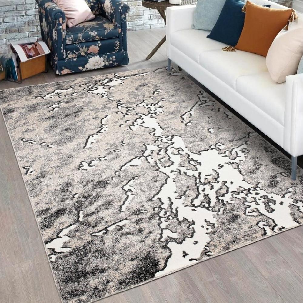 Mazovia Designteppich Modern Teppich für Wohnzimmer - Abstrakt - Grau, 80 x 150 cm, Abstrakt, Modern, Höhe 11 mm, Kurzflor - niedrige Florhöhe, Weich, Pflegeleicht Bild 1