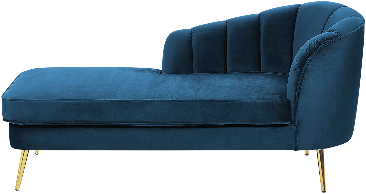 Chaiselongue Samtstoff marineblau rechtsseitig ALLIER Bild 1