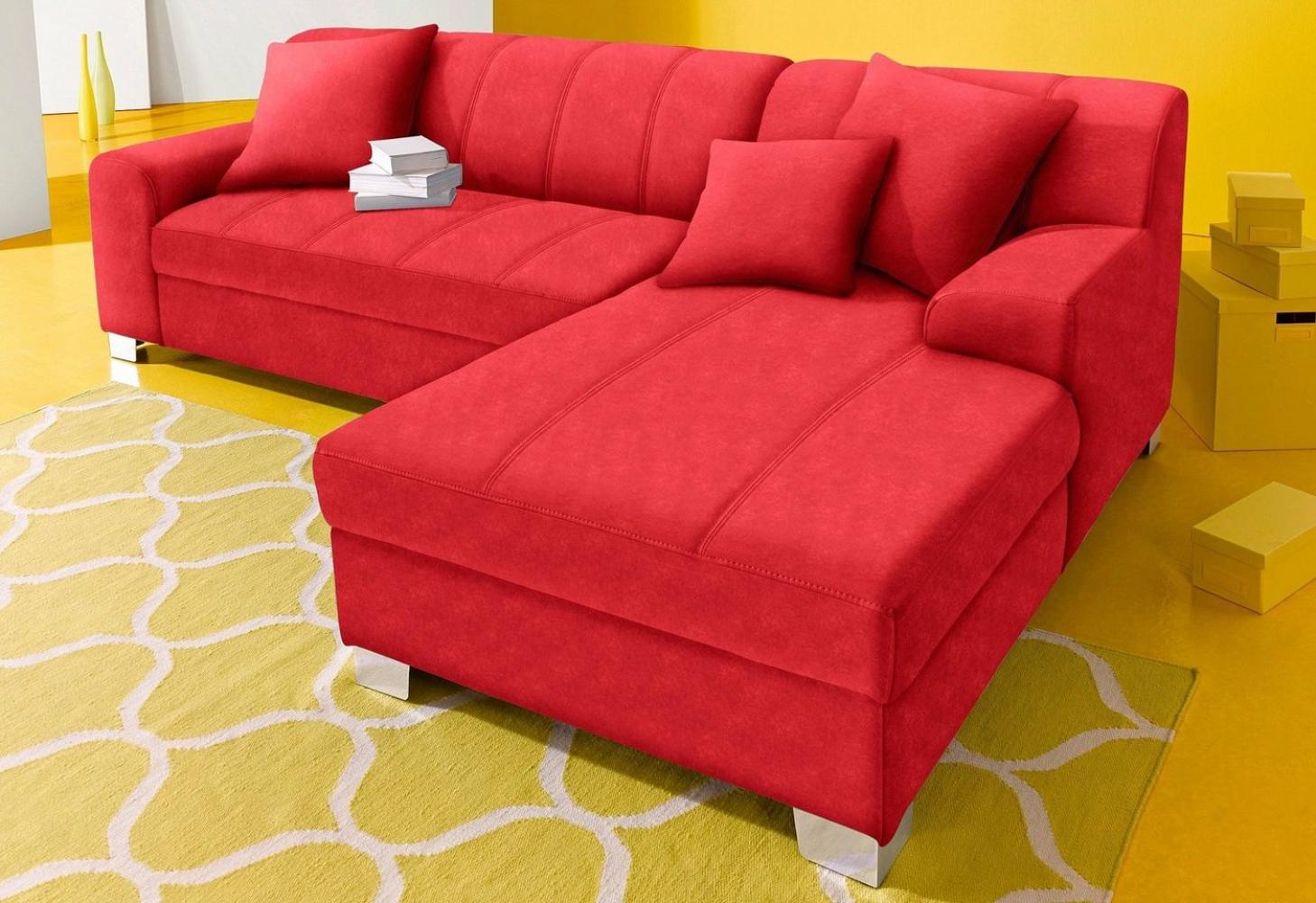 INOSIGN Ecksofa Turah incl. Zierkissen, moderne Steppung, auch in Leder, wahlweise mit Bettfunktion, Schlafsofa, B/T/H: 239/152/75 cm, L-Form Bild 1