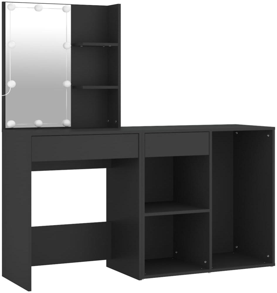 vidaXL LED-Schminktisch mit Schrank Schwarz Holzwerkstoff 3082018 Bild 1