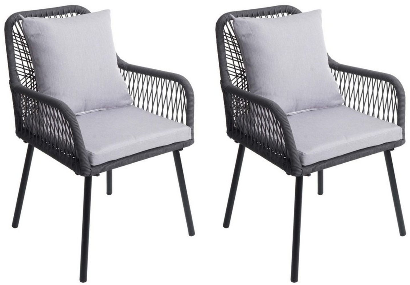 MCW Gartenstuhl MCW-O12-R (2 St), Mit elastischem Seilgeflecht, Inklusive Sitz- und Rückenpolster Bild 1