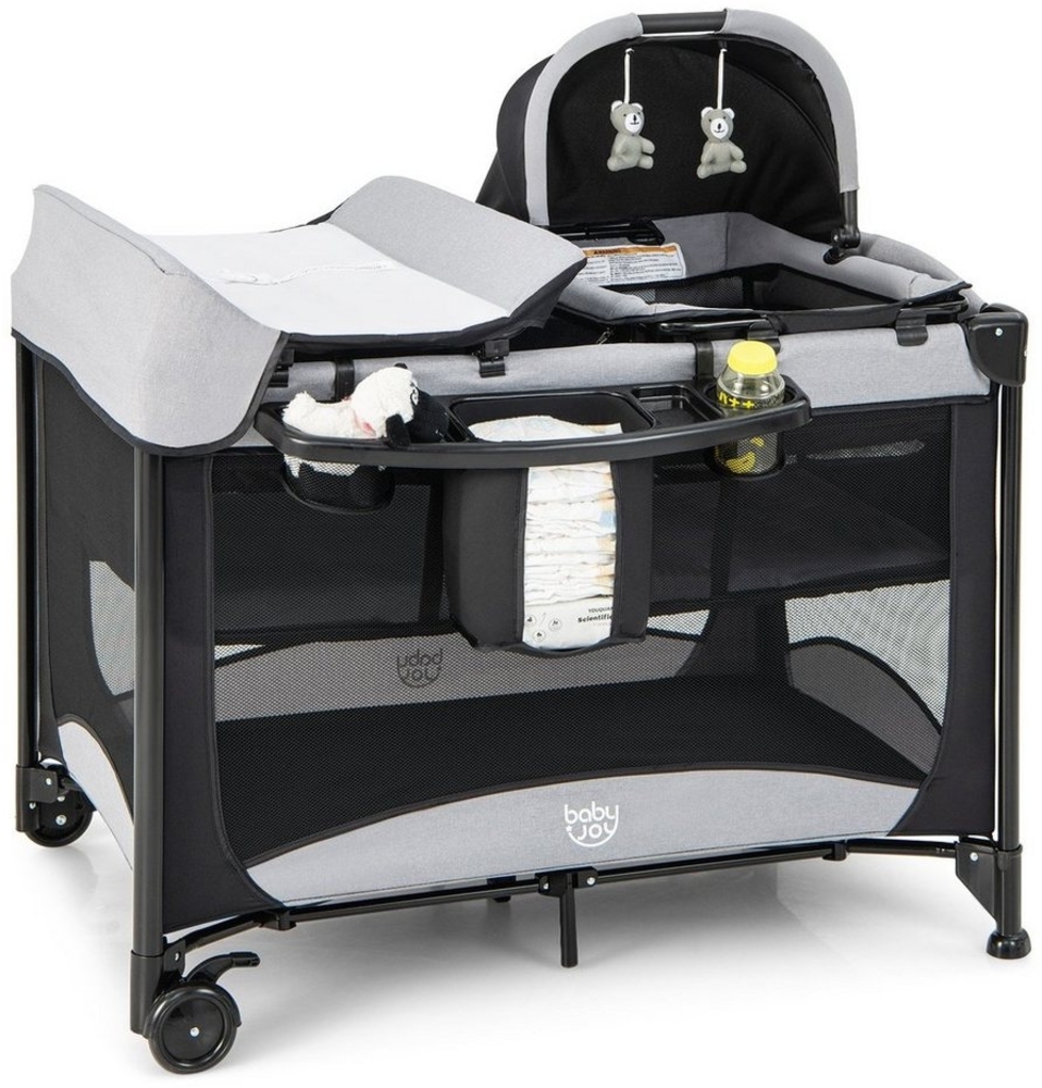 COSTWAY Baby-Reisebett, mit Matratze & Wickeltisch, 110 x 78 x 78 cm Bild 1