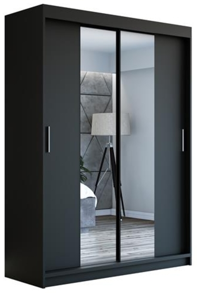 Schwebetrenschrank NEO 2-trig Schrank 180 cm (mit Spiegel) Farbe: Schwarz Bild 1