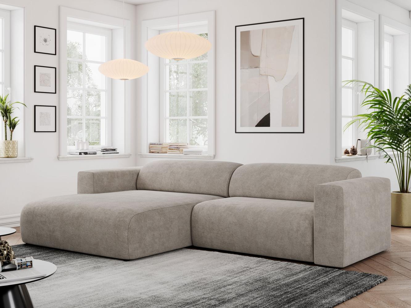 Ecksofa PASADENA, freistehendes Ecksofa, breite Armlehnen, Federsitz - links - Beige Stoff Bild 1