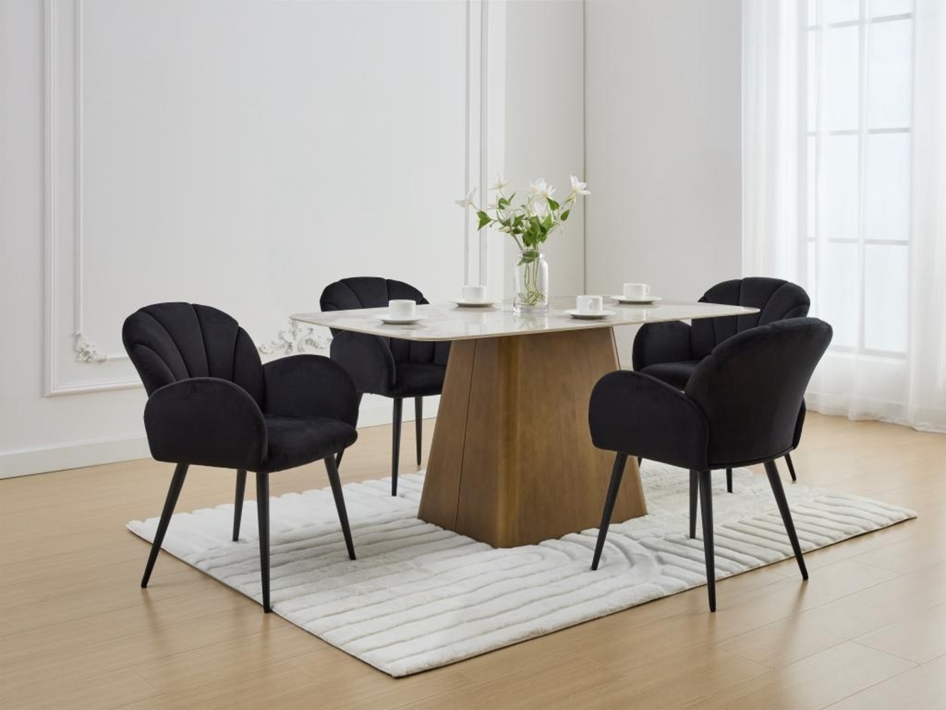 Vente-unique - Stuhl mit Armlehnen 2er-Set - Samt & Metall - Schwarz - LANSENA von Pascal Morabito Bild 1