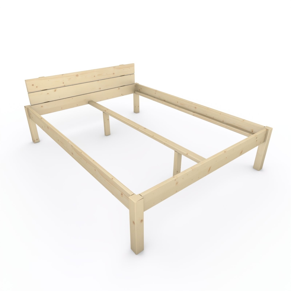 Pfostenbett "metallarm" Fichte Holzbett "Daybett" 160 x 210cm 48cm Doppelbett Bild 1