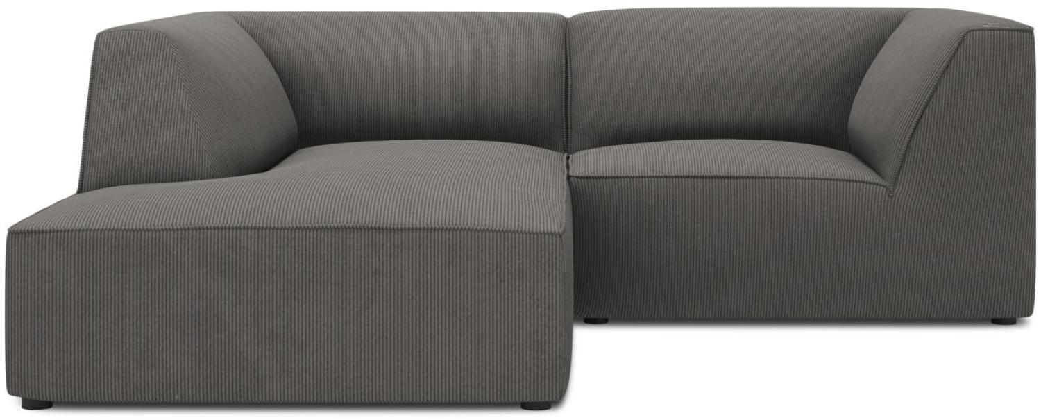 Micadoni 3-Sitzer Modular Ecke links Sofa Ruby | Bezug Dark Grey | Beinfarbe Black Plastic Bild 1