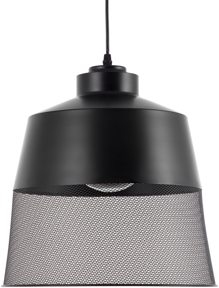 'Muga' Hängeleuchte Schwarz Metall mit Schirm in Glockenform und Netz-Optik Vintage Minimalistischer Stil Bild 1