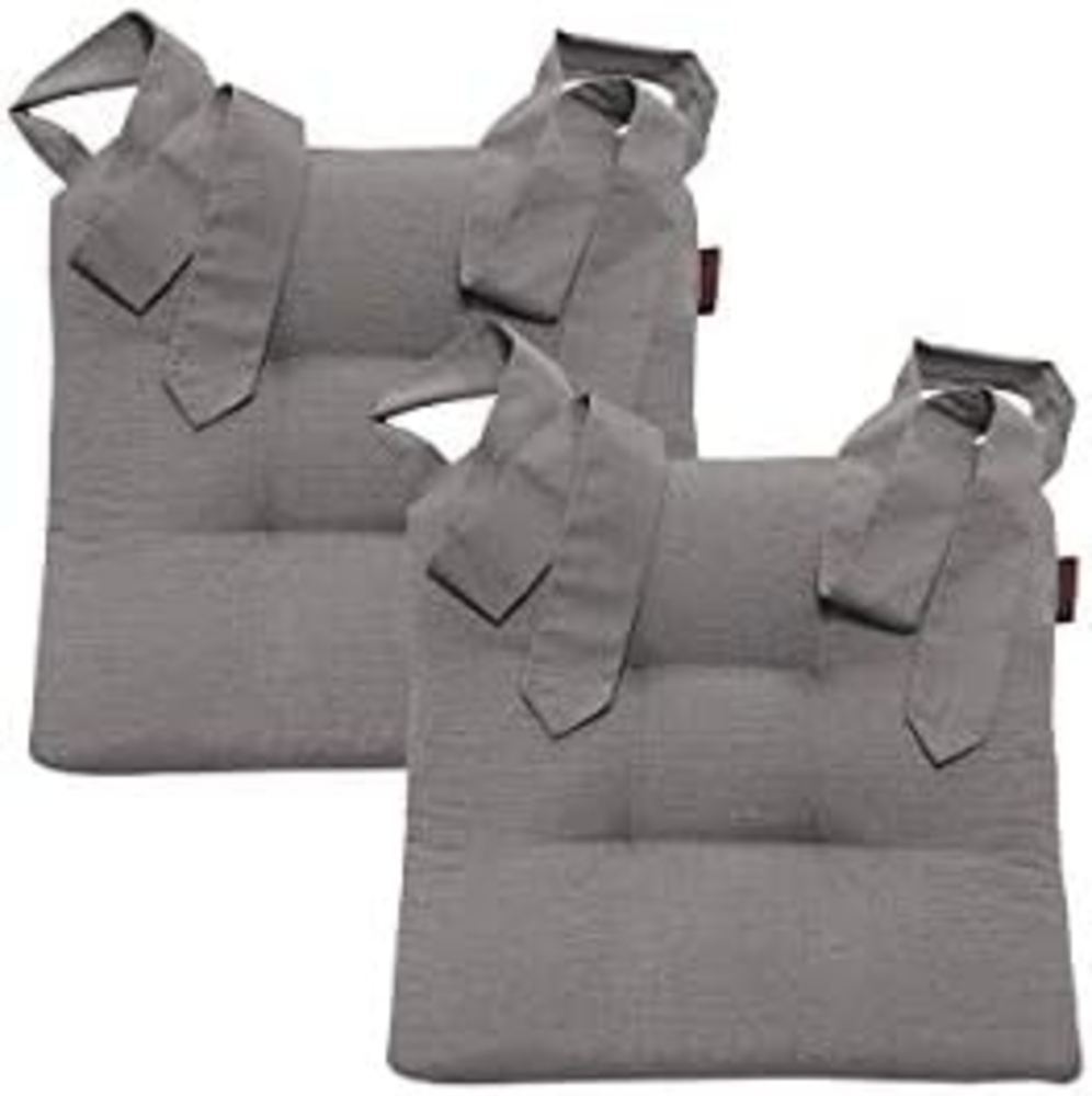 MAGMA Stuhlkissen Sitzkissen FINO Schleifenband Auflage - ca. 42cm x 46cm x 7cm - 2er Set grau Bild 1