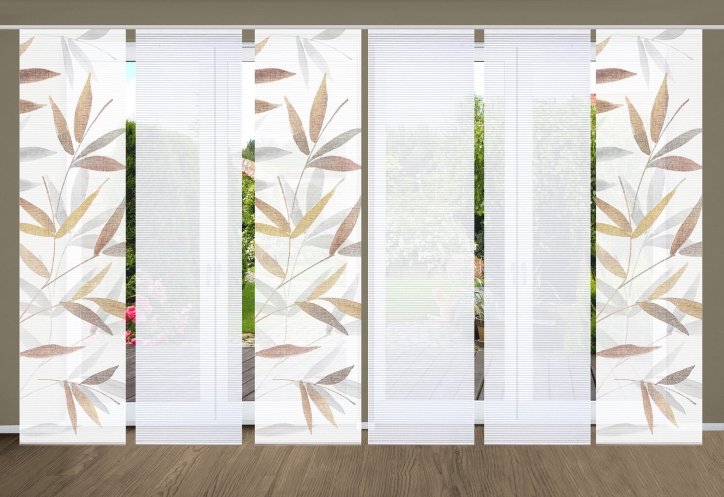 HOME in green Schiebegardine RANDOW, Paneelwagen (6 St), halbtransparent, SET DIGITALDRUCK,BAMBUSOPTIK RECYCELT Bild 1