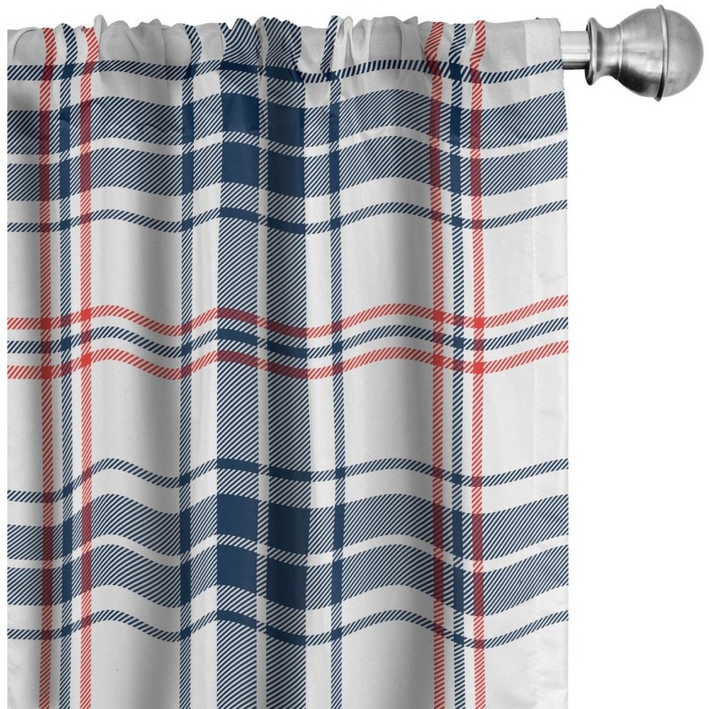 Abakuhaus Gardine Vorhang für Wohnzimmer Schlafzimmer Dekor, Microfaser, Plaid Britische Land-Muster Bild 1