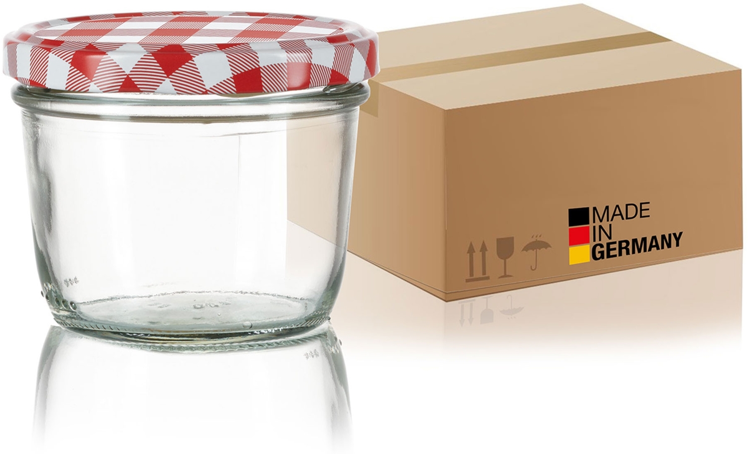 BigDean 48x Marmeladengläser 125ml - Einmachgläser klein, Gläser zum Verschenken, Schraubgläser - Made in Germany - Sturzgläser mit Deckel TO 66 - Rot kariert Bild 1