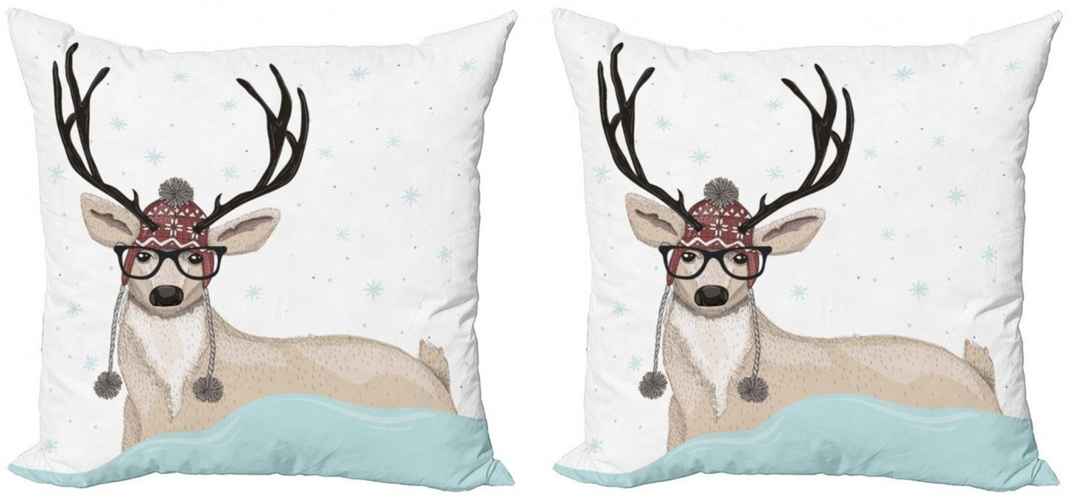 Abakuhaus Kissenbezüge Modern Accent Doppelseitiger Digitaldruck, (2 Stück), Weihnachten Hipster Hirsch mit Brille Bild 1