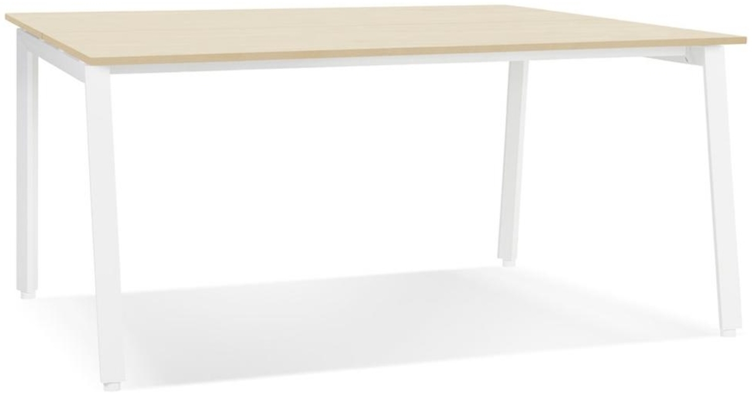 Kadima Design Schreibtisch Holzwerkstoff & Metall | 140x140 cm | Besprechung Homeoffice Hell | Beige-Weiß | Bürotisch Bild 1