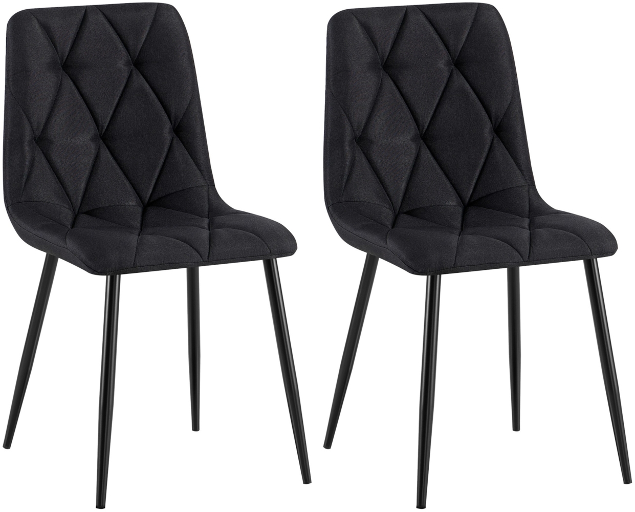 CLP 2er Set Esszimmerstuhl Clairton gepolstert mit Rückenlehne bis 150 kg belastbar,schwarz Stoff Bild 1