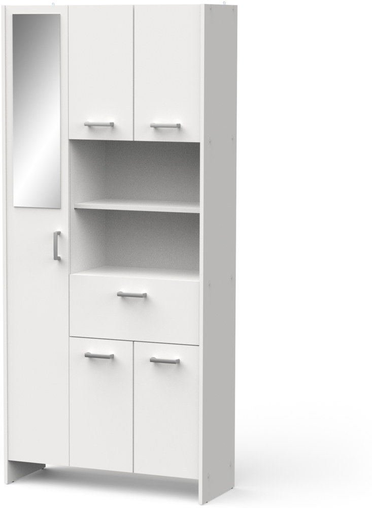 Mehrzweckschrank >CORALIE 3< in Matt weiß - 83,4x184,9x32,8cm (BxHxT) Bild 1