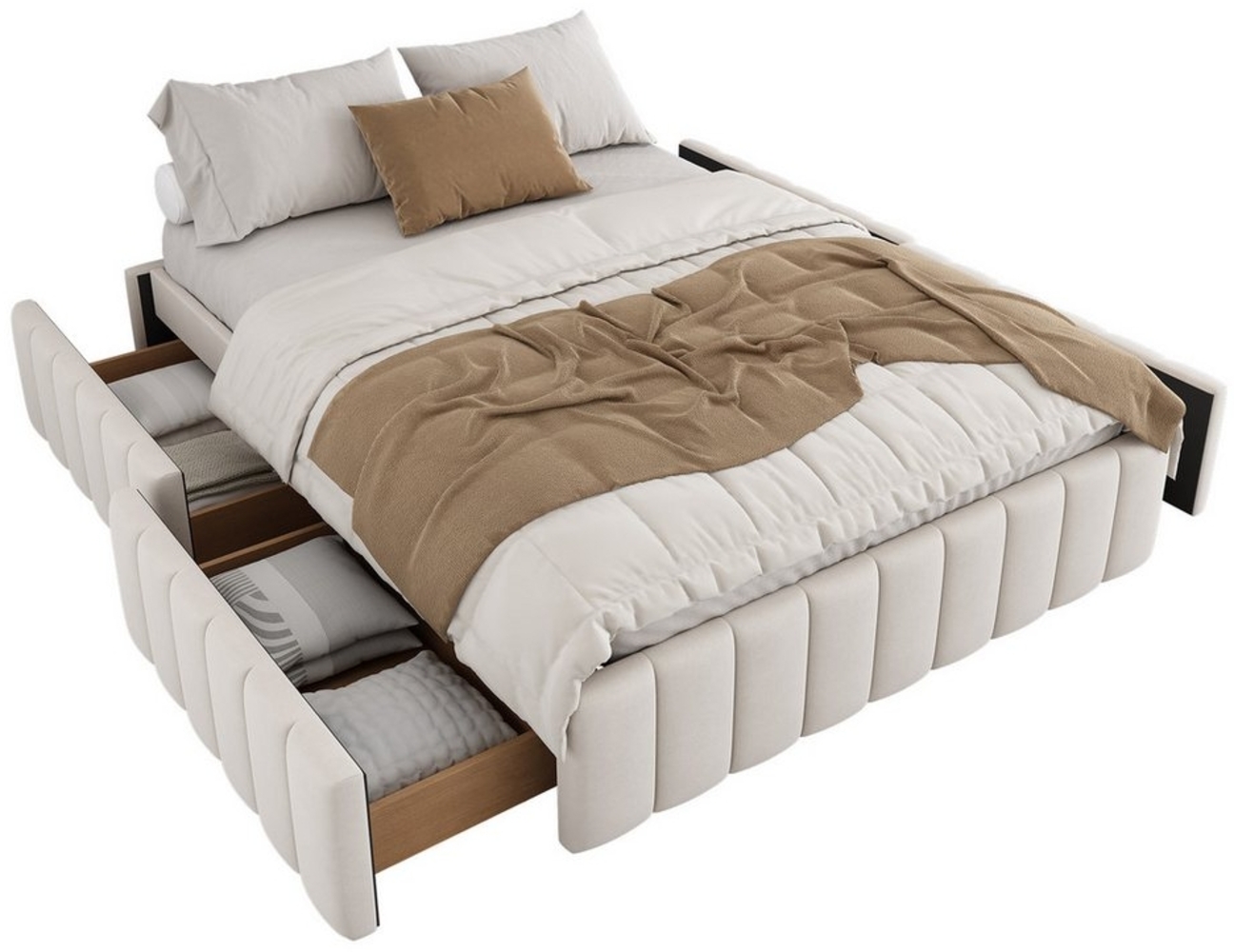 OKWISH Polsterbett Funktionsbett Stauraumbett Doppelbett Flachebett (mit Lattenrost Bettrahmen, Kein Kopfteil, minimalistisches Styling, 140 x 200 cm), ohne Matratze Bild 1