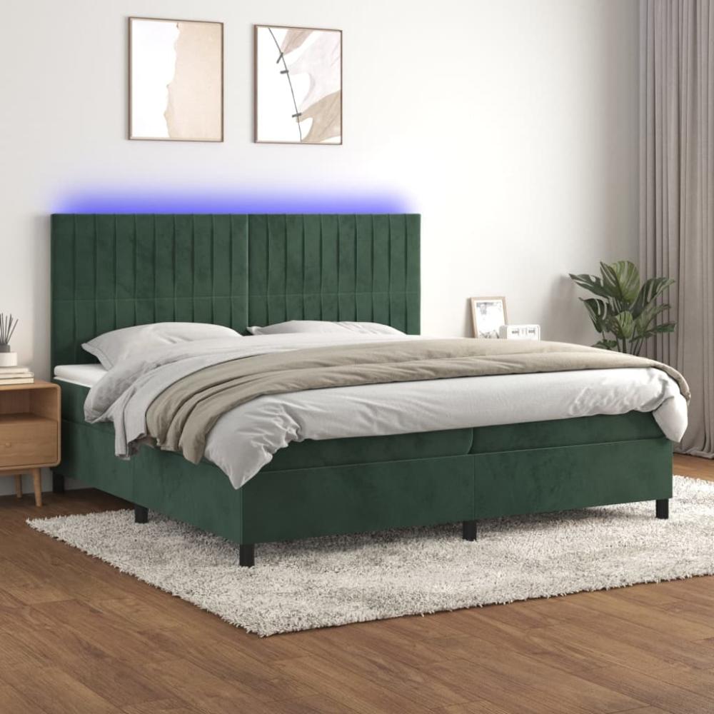 vidaXL Boxspringbett mit Matratze & LED Dunkelgrün 200x200 cm Samt 3136266 Bild 1