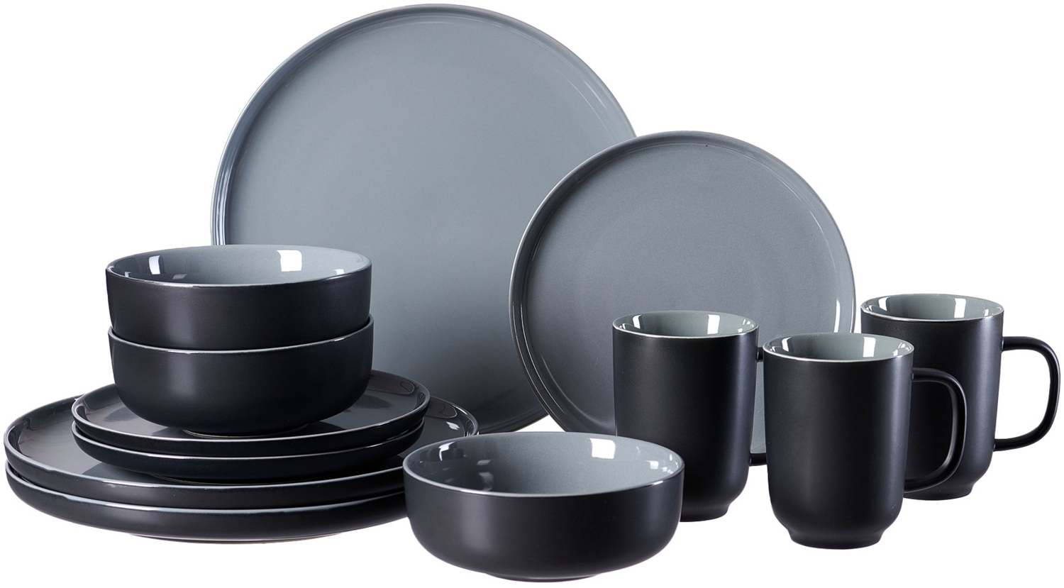 Kombi-Service Jasper 12-tlg, Keramik, Schwarz Bild 1