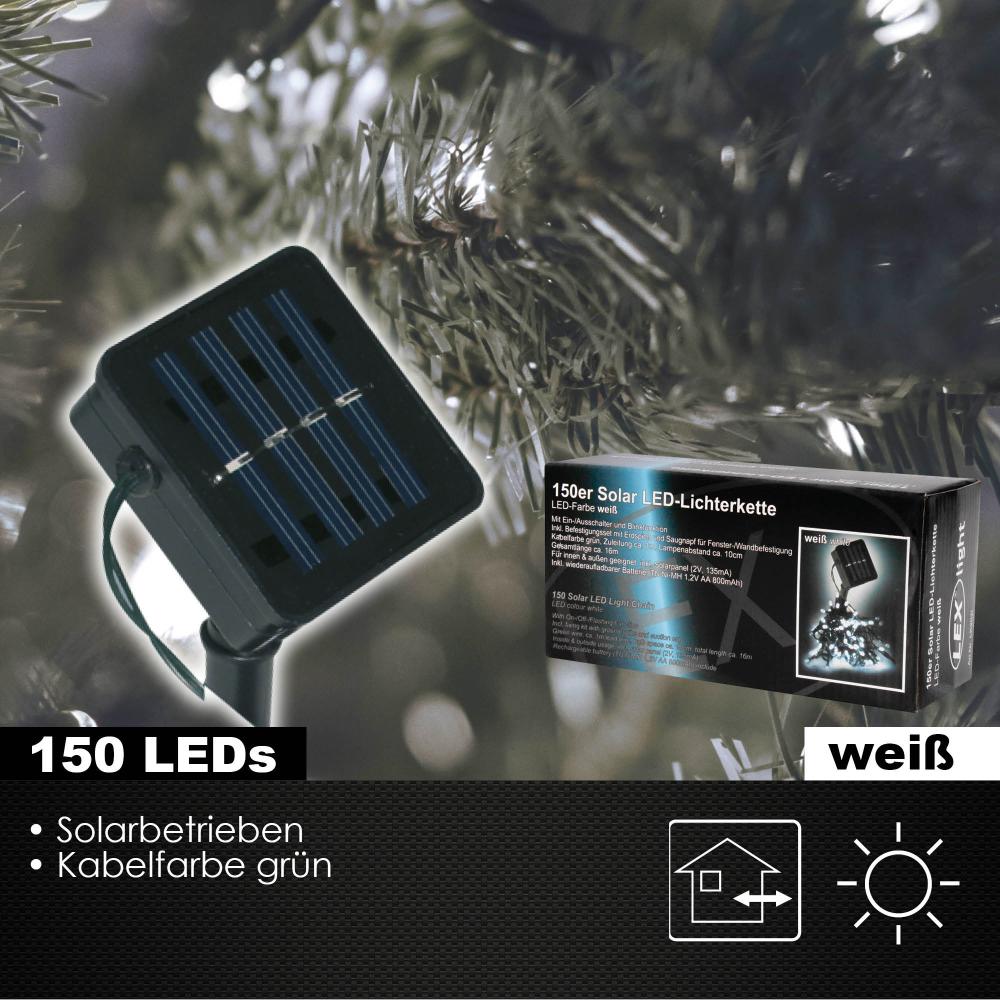 150er Solar LED Lichterkette Innen Außen Gartenbeleuchtung Party Outdoor weiß Bild 1