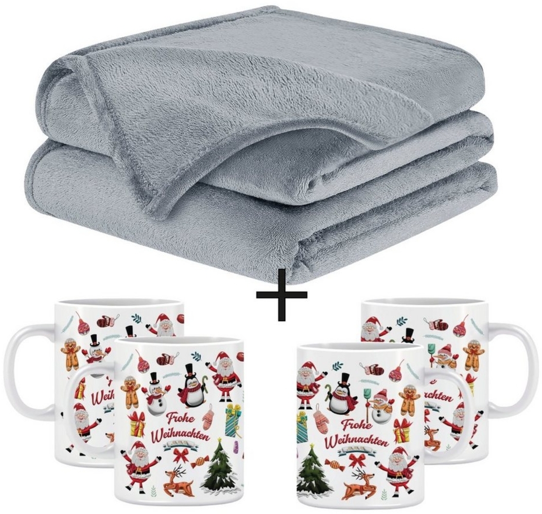 Wohndecke Flauschige Kuscheldecke mit Tassen Weihnachtsgeschenke, Fleecedecke, BARBONS, Kuscheldecke, Inkl. Geschenkbox, Tasse, Geschenkset, Weihnachten Bild 1