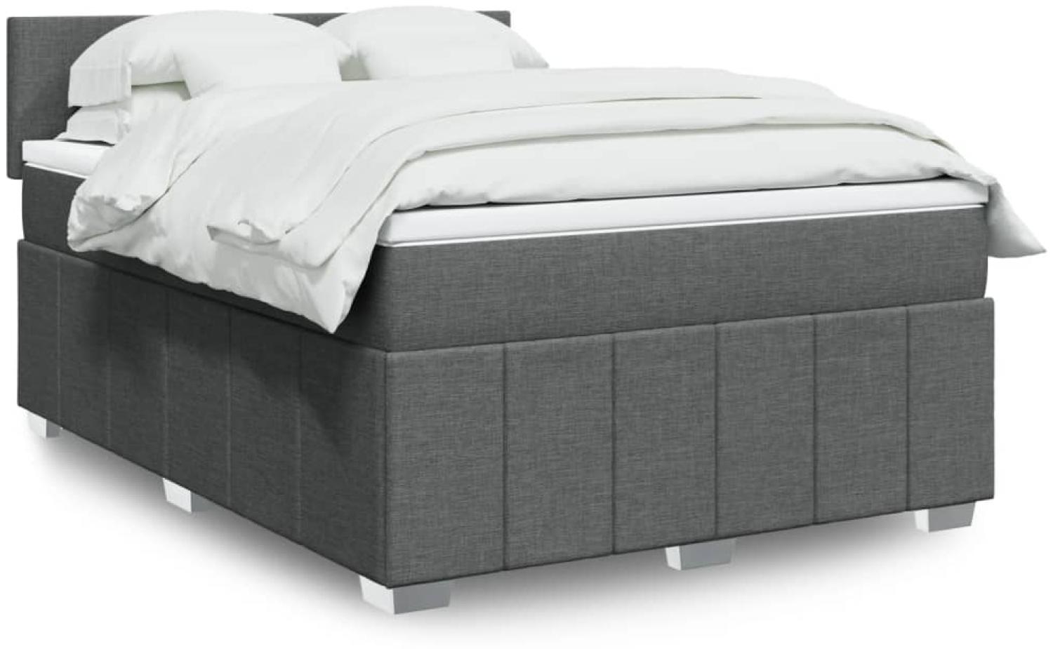 vidaXL Boxspringbett mit Matratze Dunkelgrau 160x200 cm Stoff 3287113 Bild 1