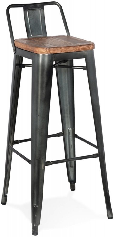 Barhocker MECANO | Hochstuhl im Industrie-Look mit authentisch geformtem Metallgestell und Holzsitz | 43 x 43 x 94 cm Kadima Design Bild 1