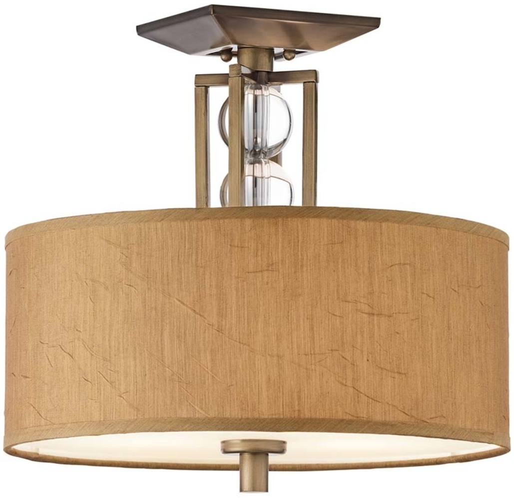 Deckenleuchte, Glas Leinen Kristalle, Bronze, D 38,1 cm Bild 1