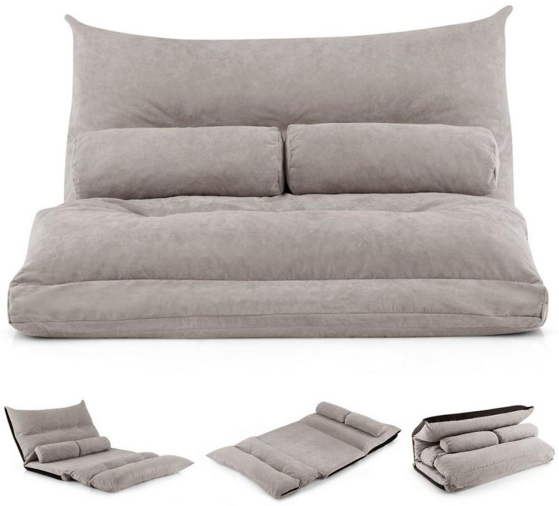 COSTWAY Sofa Bodensofa, verstellbare Rückenlehne, 3in1 Schlafsofa mit Kissen Bild 1