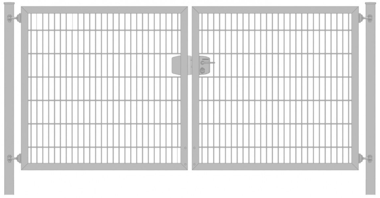 Elektrisches Einfahrtstor Premium Plus 8/6/8 (2-flügelig) symmetrisch Verzinkt Doppelstabmatte Breite 300 cm x Höhe 100 cm Bild 1