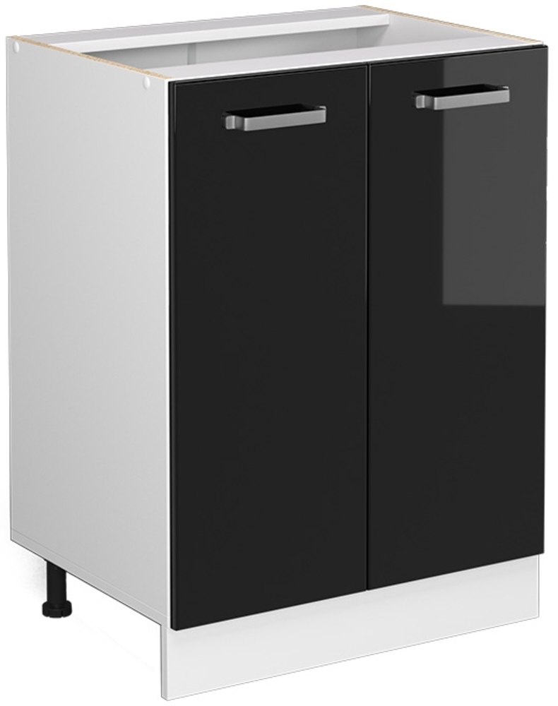 Unterschrank R-Line Schwarz Hochglanz 60 cm mit Türen, ohne Arbeitsplatte Vicco Bild 1