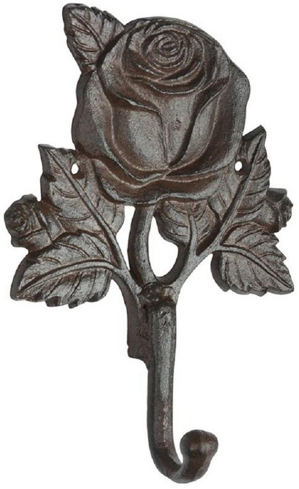 Linoows Wandhaken Wandhaken, Haken mit Rosenblüte, Garderobenhaken, alle Räume, (1-St), Wandhaken Rose im Antikstil aus Gusseisen Bild 1