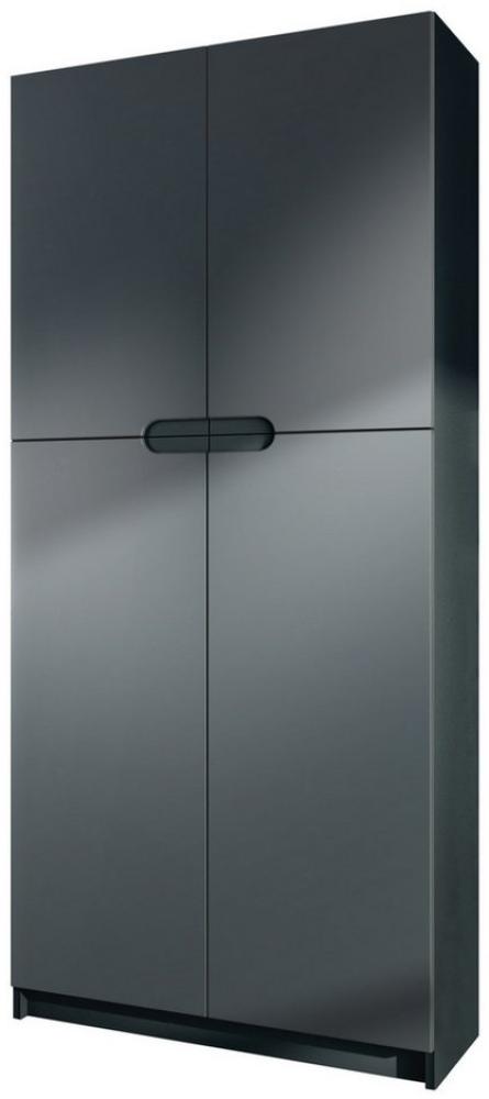 Vladon Büroschrank Logan V1, Aktenschrank mit 5 Fächern und 4 Türen, Schwarz matt/Graphit Seidenmatt (82 x 185 x 37 cm) Bild 1