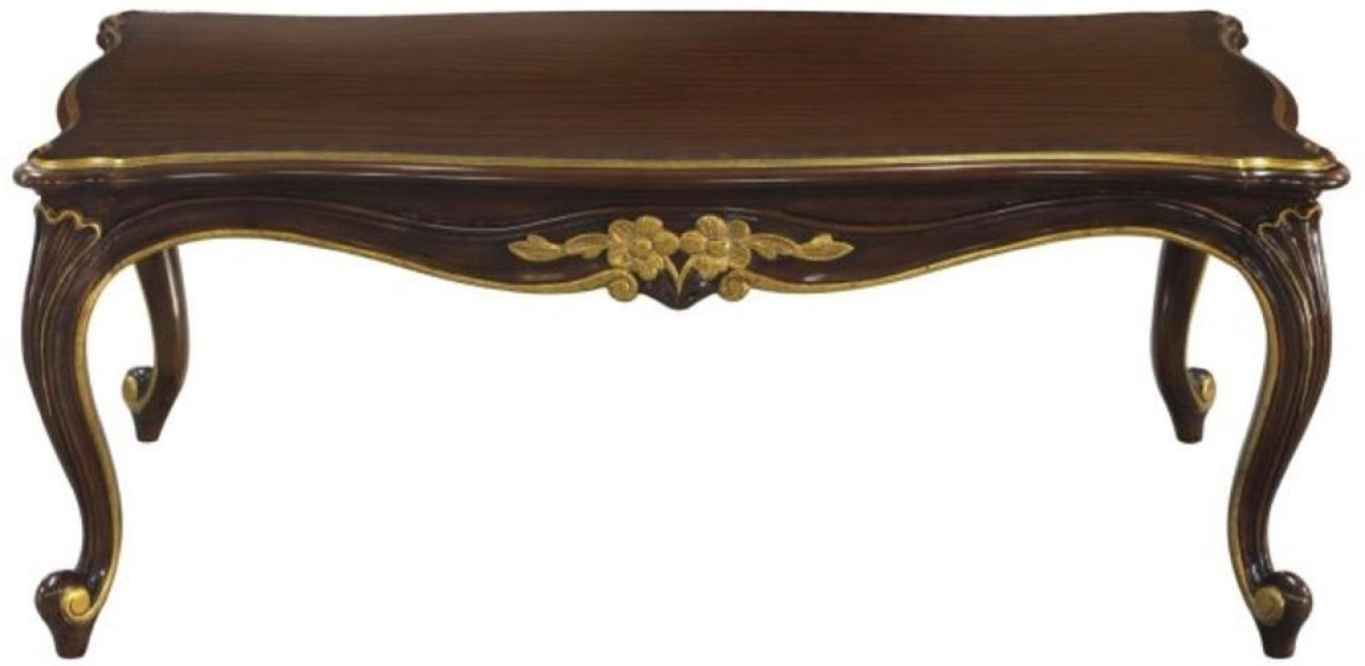 Casa Padrino Luxus Barock Couchtisch Dunkelbraun / Gold 117 x 72 x H. 42 cm - Barock Wohnzimmermöbel Bild 1