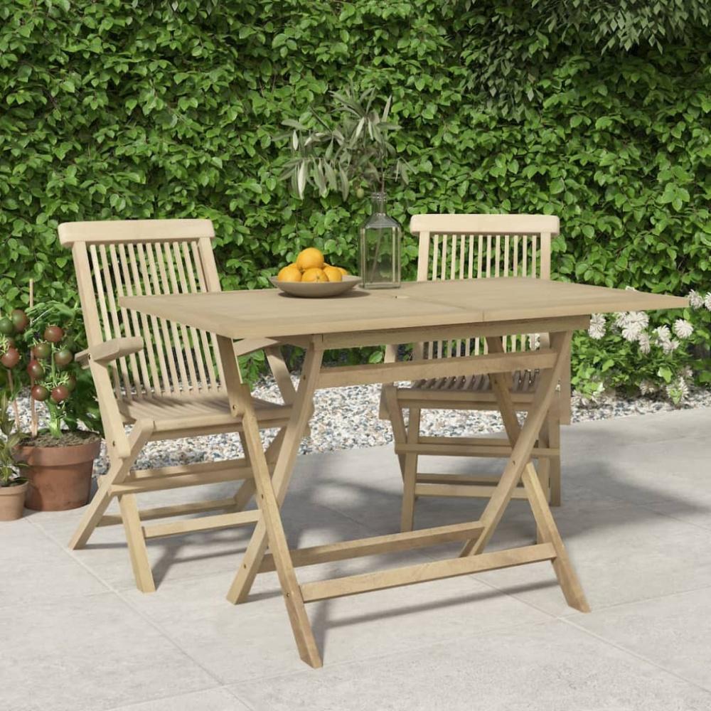 vidaXL Gartentisch Klappbar Grau 120x70x75 cm Massivholz Teak 362763 Bild 1