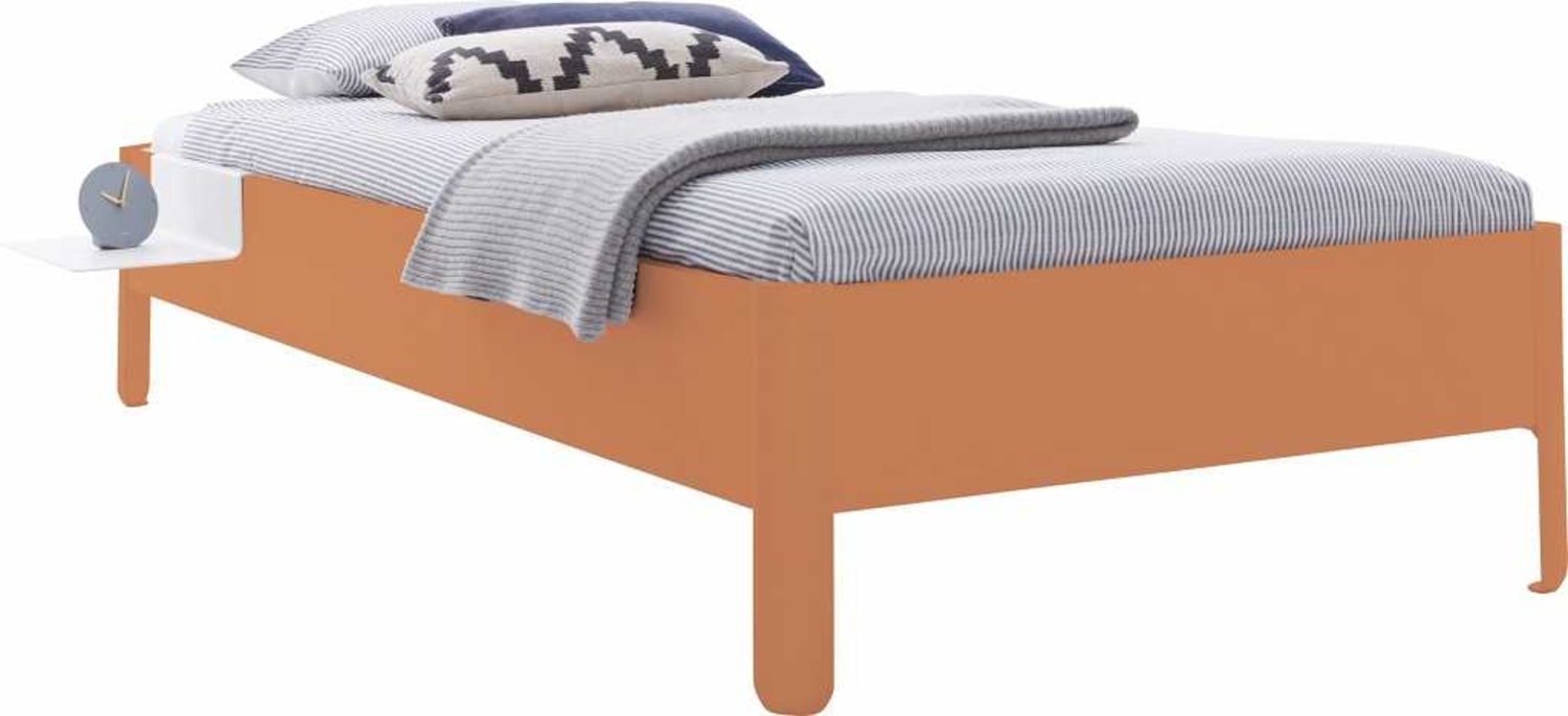 NAIT Einzelbett farbig lackiert 90 x 220cm Ohne Kopfteil Apricotbraun Bild 1