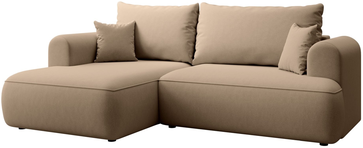 Selsey ''Ovo Mini' Eckschlafsofa linksseitig mit Stauraum, Easy-Clean-Samtbezug, beige, 93 x 238 x 156 cm Bild 1