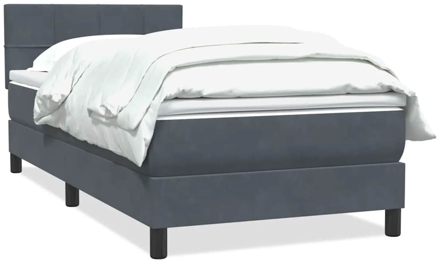 vidaXL Boxspringbett mit Matratze Dunkelgrau 80x220 cm Samt 3316234 Bild 1