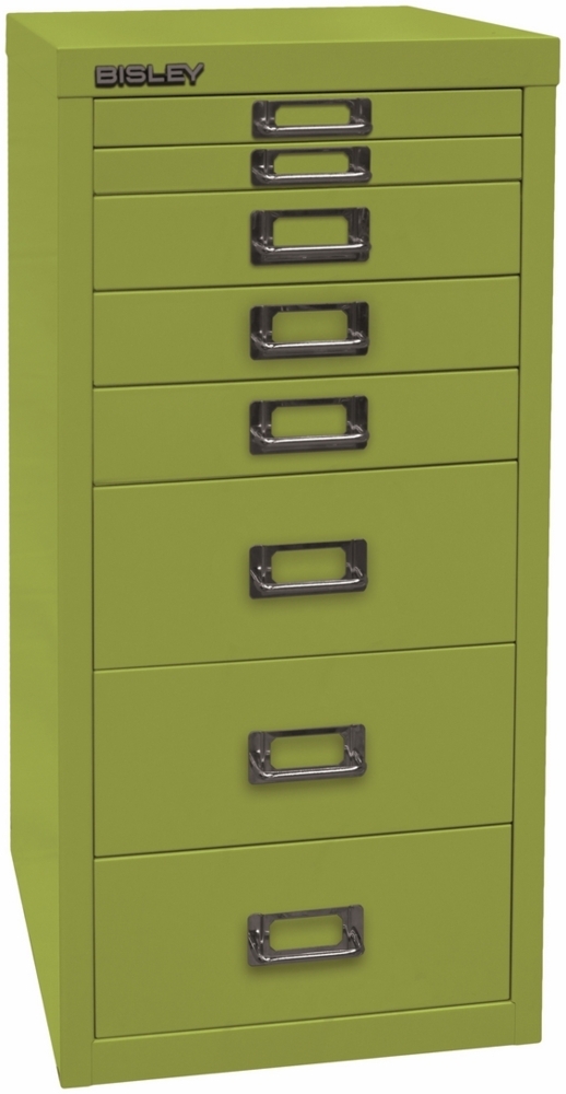 Bisley Multidrawer Schubladenschrank aus Metall mit 8 Schubladen DIN A4 ohne Sockel - Farbe: Grün, L298-604 Bild 1