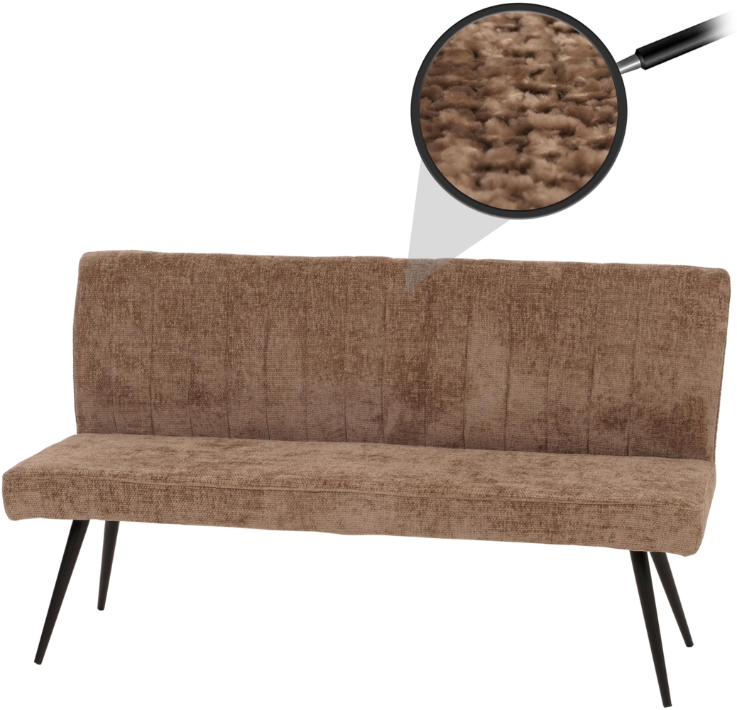 Sitzbank HWC-K16, Esszimmerbank Bank Polsterbank, Rückenlehne Stoff/Textil Chenille Metall 160cm ~ braun Bild 1