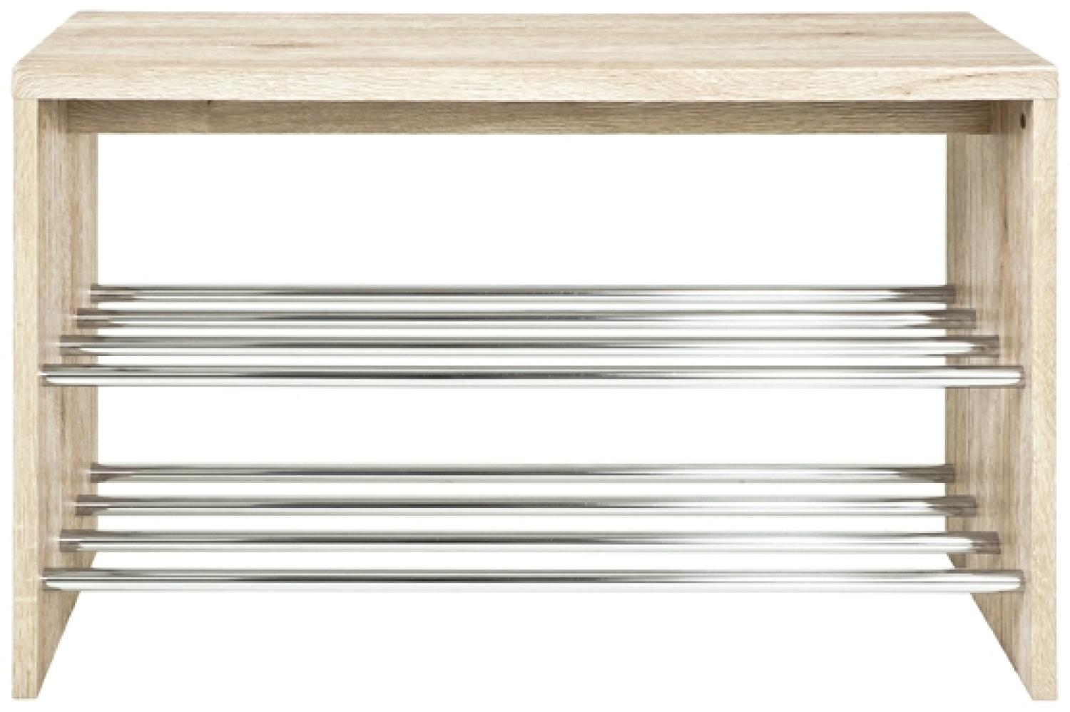 Sitzbank >Martin< in eiche San Remo-chrom aus MDF, Stahl - 81x55x30cm (BxHxT) Bild 1