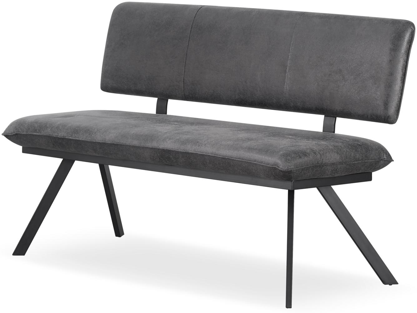 B&D home Sitzbank JUNA | Esszimmerbank 140cm gepolstert mit Rückenlehne Metallgestell für Esszimmer, Flur | industrial | Wildleder Optik Anthrazit Bild 1