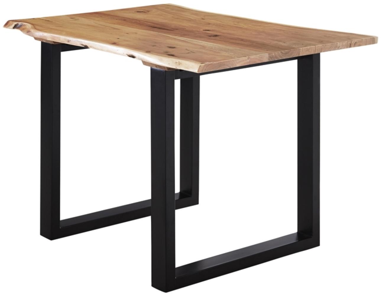 Esstisch Baumkante massiv Akazie natur 120x80 U-Gestell schwarz LUBIN 527316 Bild 1