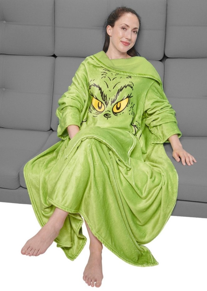 Wohndecke The Grinch TV Decke mit Ärmeln und Taschen Kuscheldecke 130 x 170 cm, United Labels® Bild 1