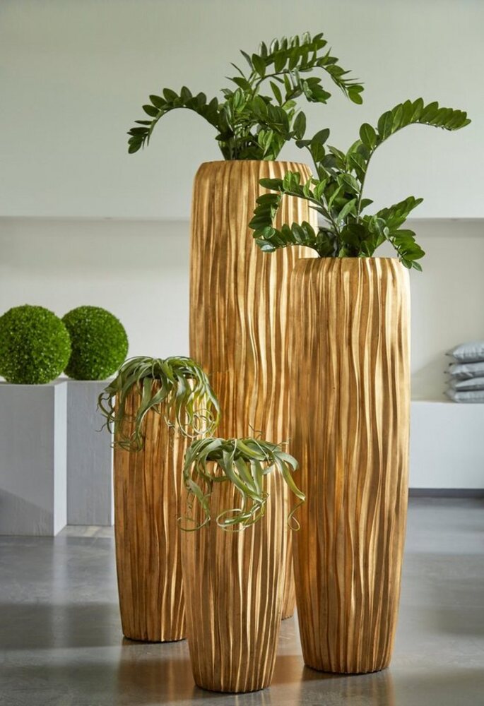 Flingora Bodenvase Minga, mit Einsatz - Fiberglas - Indoor - Gold - Höhe 75 cm Bild 1
