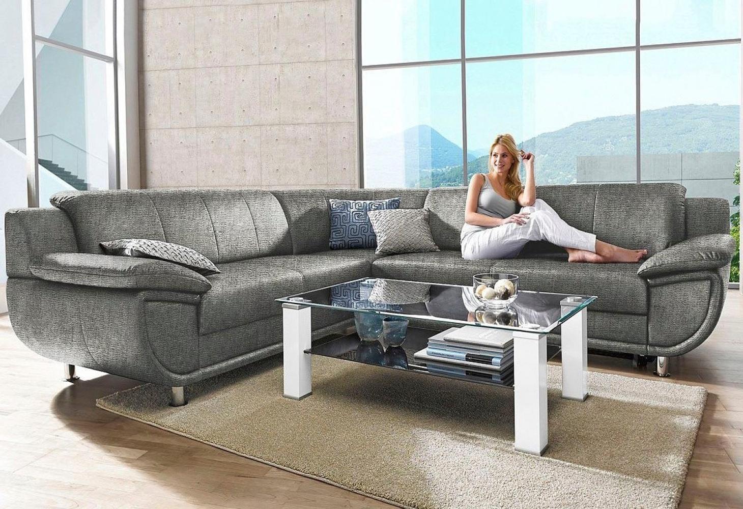 TRENDMANUFAKTUR Ecksofa Rondo wahlweise mit Schlaffunktion, 267x247 cm (BxT), breite Armlehnen, L-Form, wahlweise mit Federkern bestellbar, Füße chromfarben Bild 1