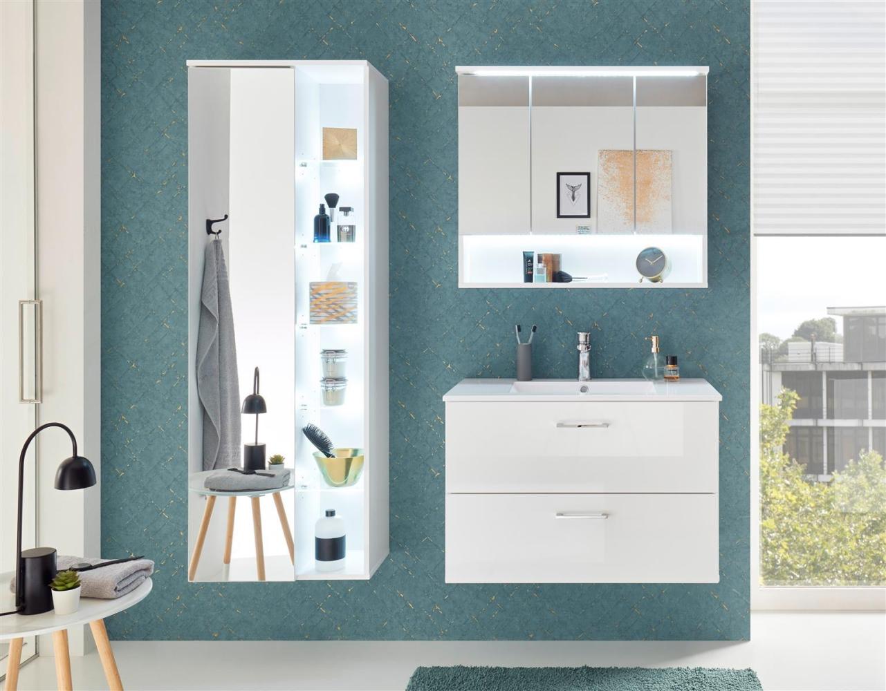Badezimmer-Set >Bella< (3-teilig) in Weiß aus Glas - 145x190x45cm (BxHxT) Bild 1