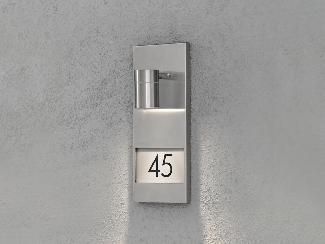 KONSTSMIDE No. 7655-000 Aussenwandleuchte Hausnummer Modena GU10 edelstahl IP44 Bild 1