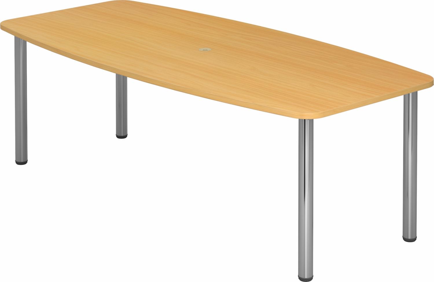 bümö Konferenztisch oval 220x103 cm großer Besprechungstisch in Buche, Besprechungstisch mit Chromfüßen, Meetingtisch für 8 Personen, XXL-Tisch für Besprechungsraum & Meeting, KT22C-6 Bild 1