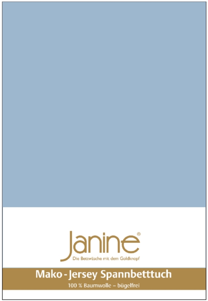 Janine Mako-Jersey Spannbetttuch Spannbettlaken 100% naturreine Baumwolle 32 perlblau 90-100cm x 190-200cm Bild 1